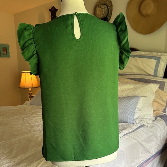 Green Ruffle Sleeve Top - Picture 3 of 3